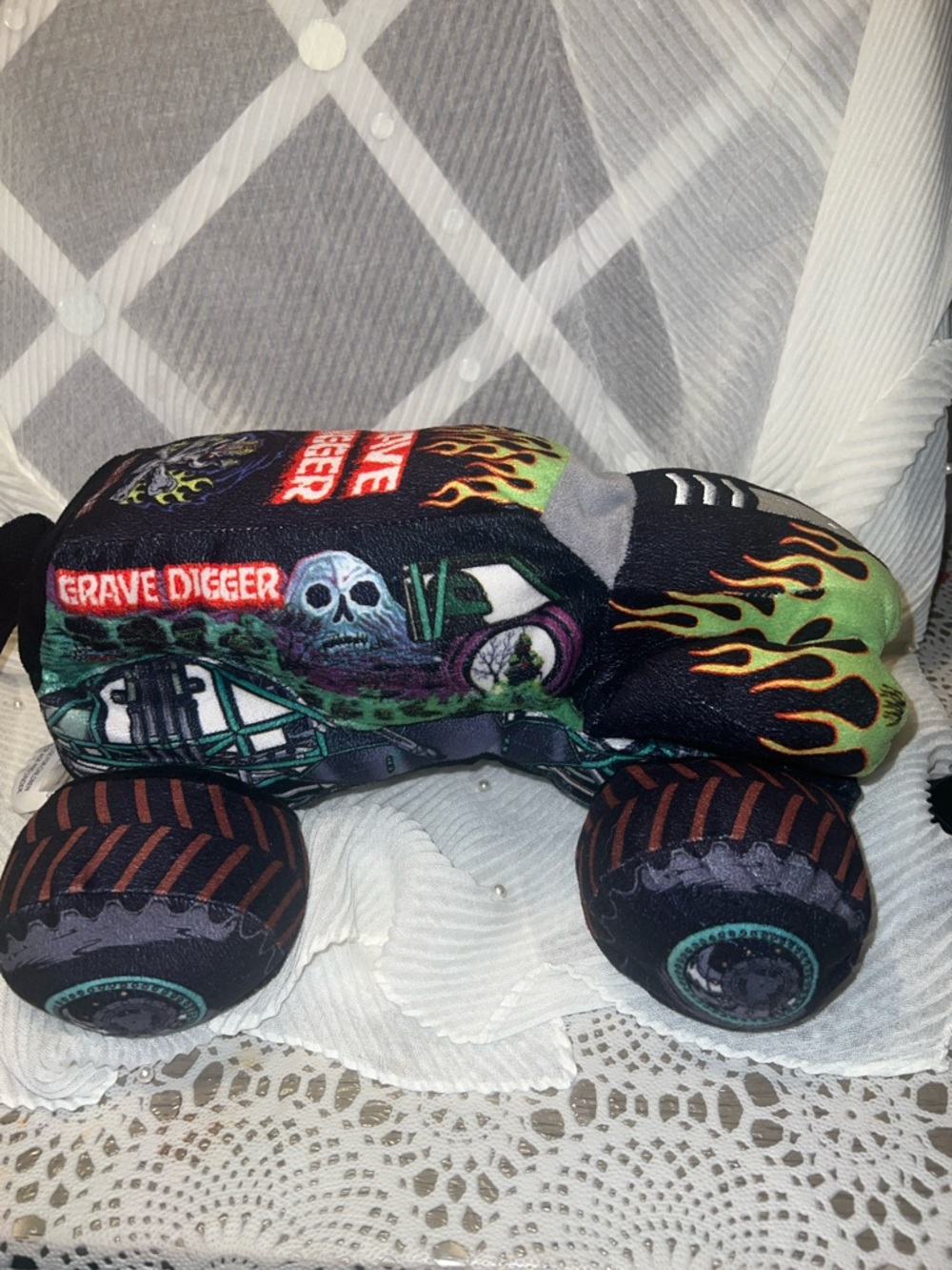 Grave Digger Plush Monster Truck Toy - Black & Green